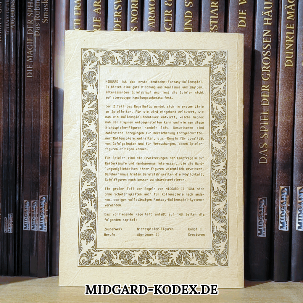 Das Buch "MIDGARD 2" steht vor anderen Büchern.