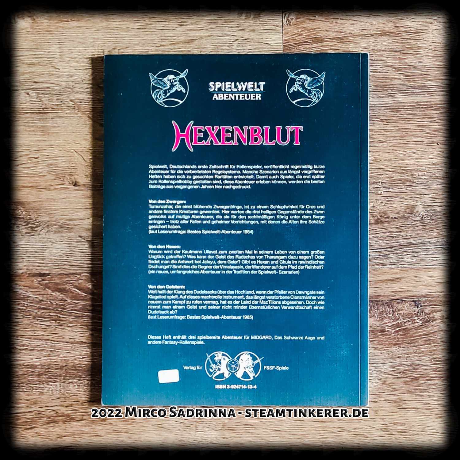 Hexenblut - Ein Spielwelt-Abenteuer aus dem Jahre 1990 vom Verlag für F&SF-Spiele.