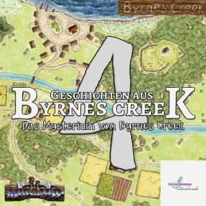 Cover des vierten Episode des MIDGARD Audio Only Actual Plays "Das Mysterium von Byrnes Creek" aus der Reihe "Geschichten aus Byrnes Creek". Im Zentrum steht der Titel und direkt dahinter ist die Zahl 4 zu erkennen. Im Hintergrund ist ein Ausschnitt der Karte von Byrnes Creek zu sehen. Links befindet sich das MIDGARD-Fan-Logo und rechts das Logo von SteamTinkerers Klönschnack.